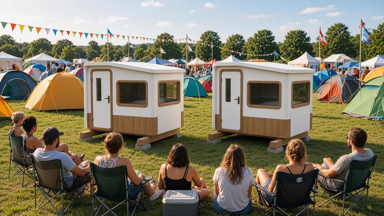 Slaappod huren voor festival met vrienden (impressie)